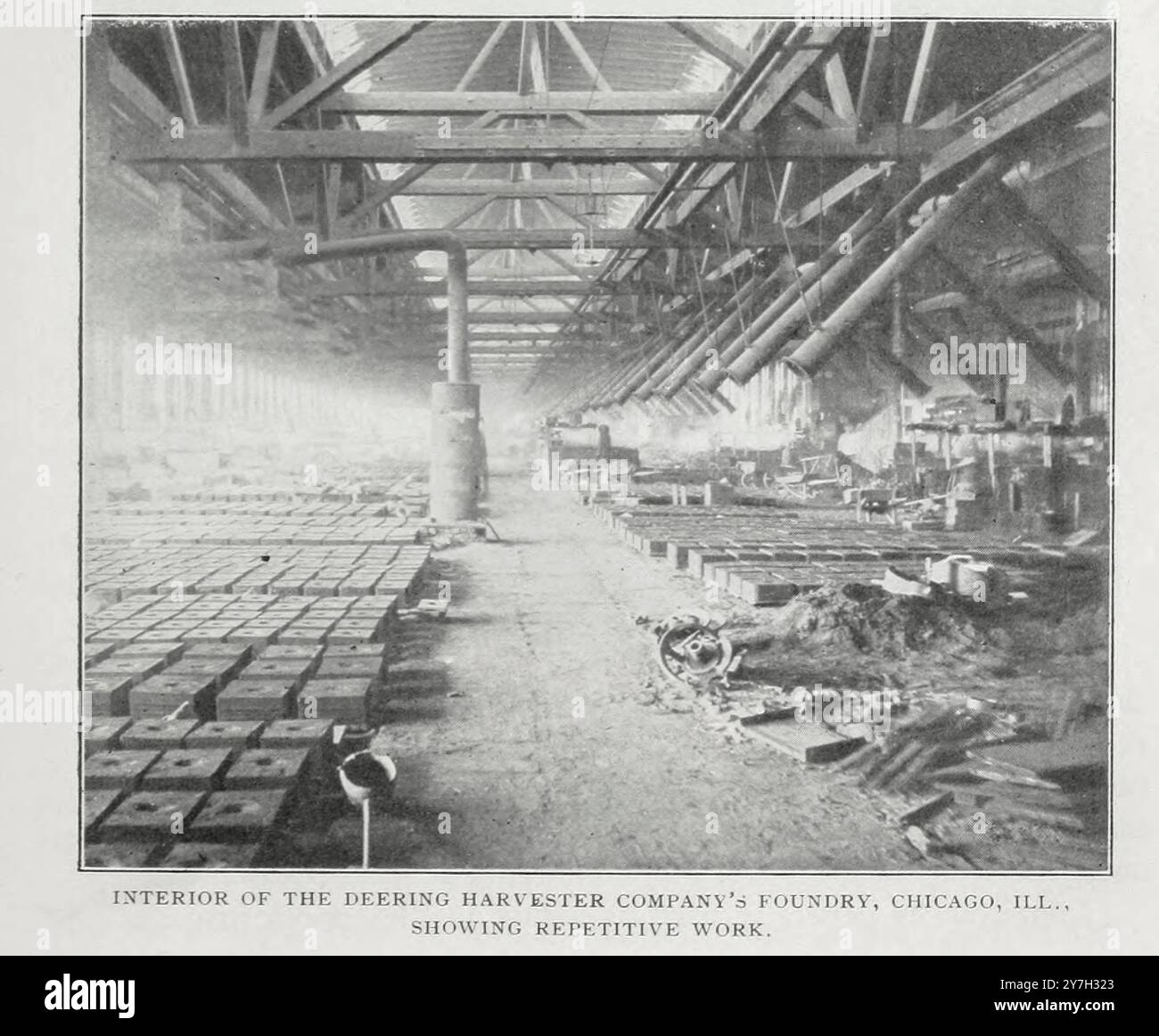 INNENRAUM DER DEERING HARVESTER COMPANY FOLNDRY, CHICAGO, ILL. WIEDERKEHREND WORK.from der Artikel Eine ÜBERSICHT ÜBER DIE MODERNE GIESSEREIPRAXIS. Von Percy Longmuir vom Engineering Magazine gewidmet dem Industrial Progress Band XX 1900 - 1901 The Engineering Magazine Co Stockfoto