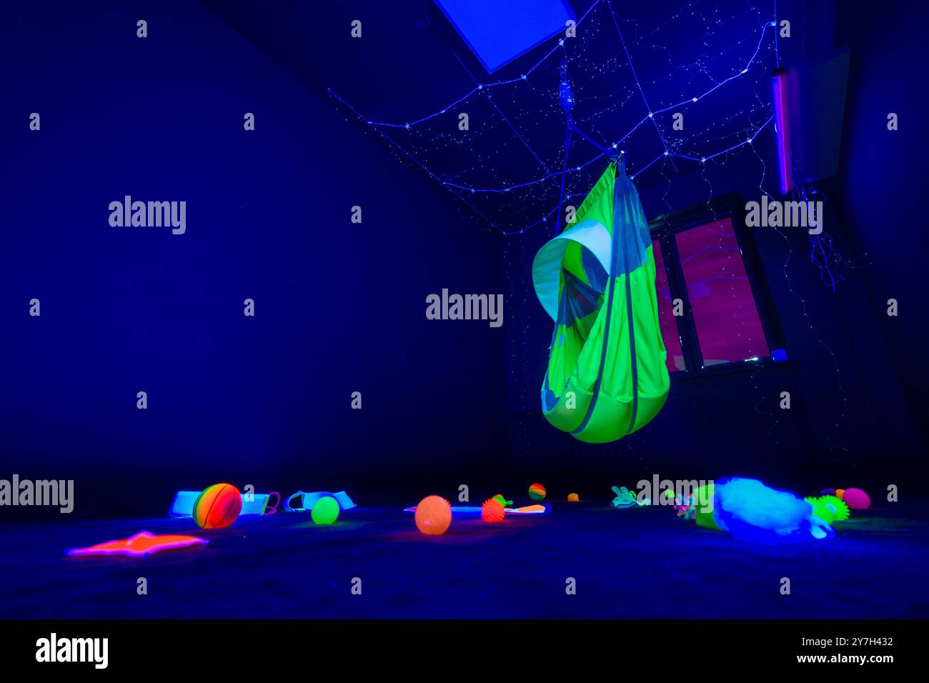 Snoezelen Multi Sensory Environments sind entspannende Räume, die Unruhe und Angst reduzieren, den Benutzer ansprechen und begeistern und Reaktionen stimulieren Stockfoto