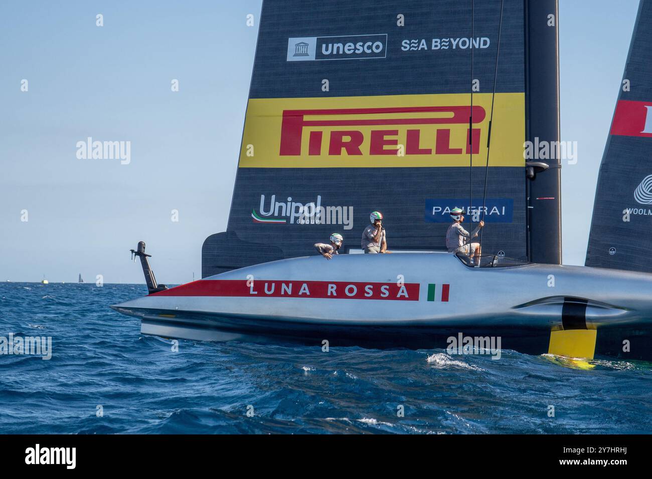 Barcelona, Spanien. 30. September 2024. Ein neuer Renntag im Finale des Louis Vuitton America's Cup, bei dem entschieden wird, wer gegen den Verteidiger Team New Zealand antreten wird. Vorerst bleiben INEOS und Luna Rossa gleich, was bedeutet, dass das heutige Rennen stattfindet. Quelle: LaPresse/Alamy Live News Stockfoto