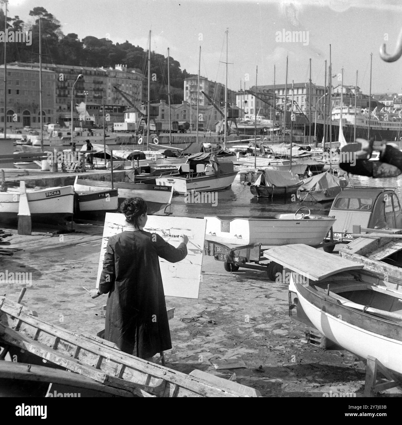 FRÜHJAHRSSZENE, IN DER KÜNSTLER MALEN IN NIZZA; 25. MÄRZ 1964 Stockfoto