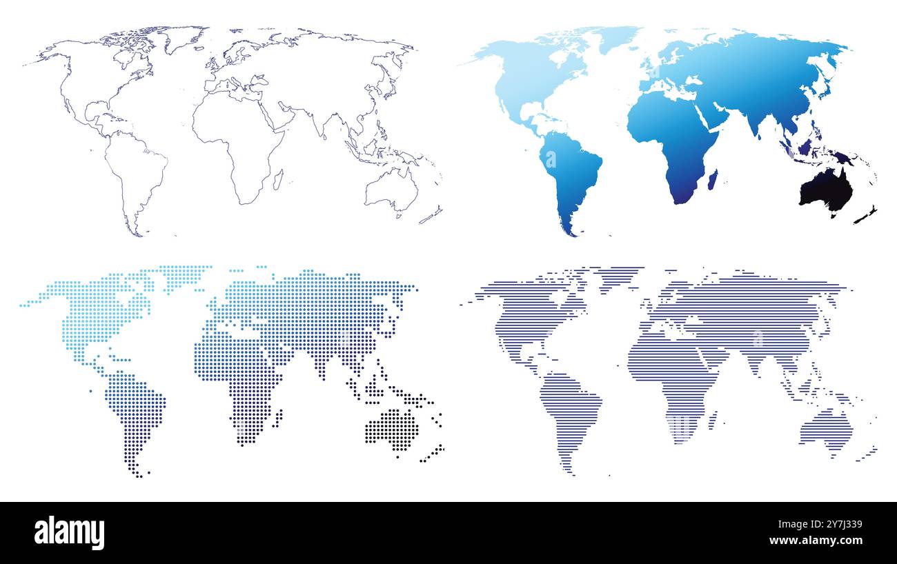 Weltkarte - geometrische Form von Umrissen, Verläufen, Punkten und Linien Stock Vektor