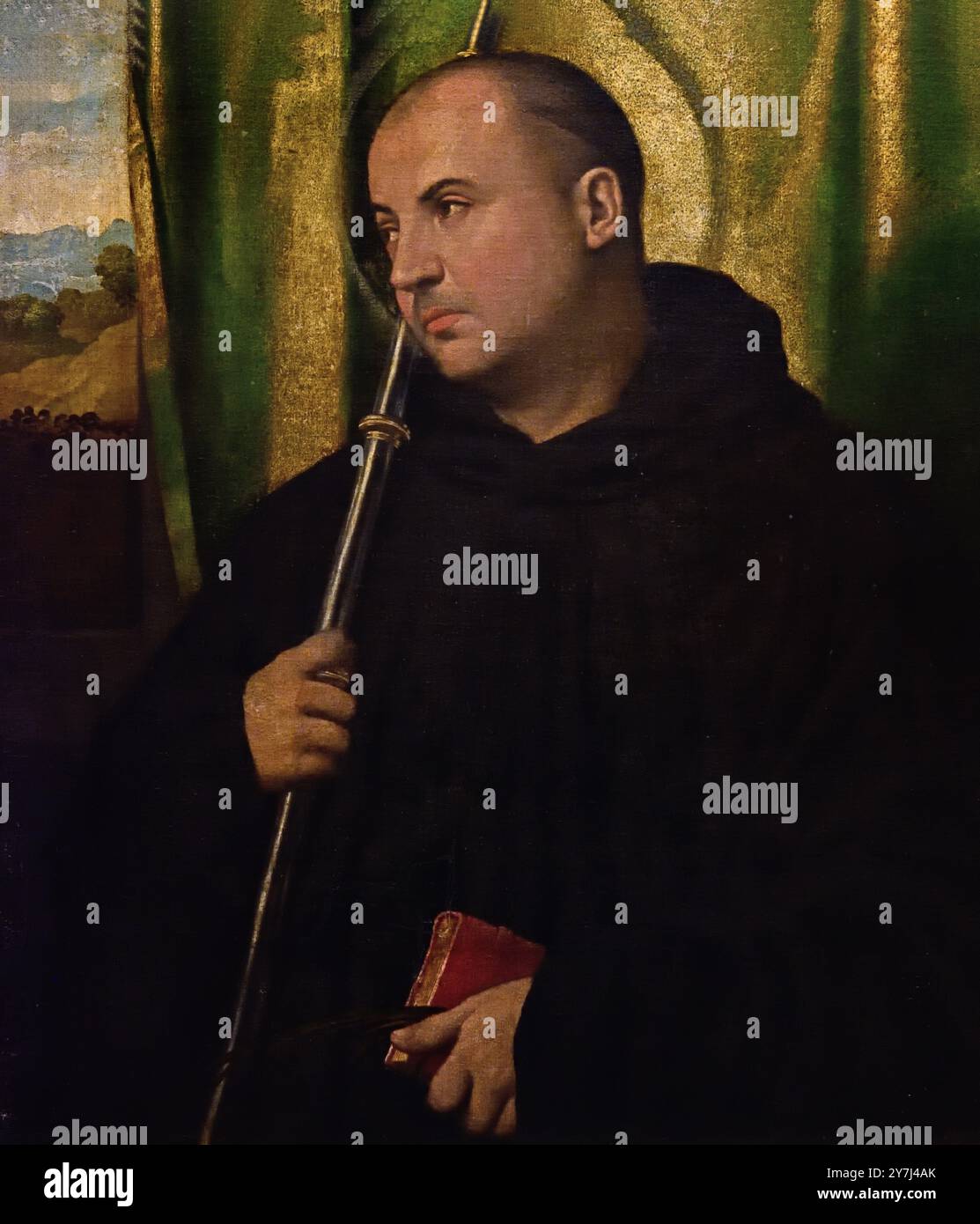 Porträt eines Benediktinermönchs als Saint Placidus von 1521 Moretto da Brescia 1498 – 1554 16. Jahrhundert, Italien, Italienisch. Stockfoto