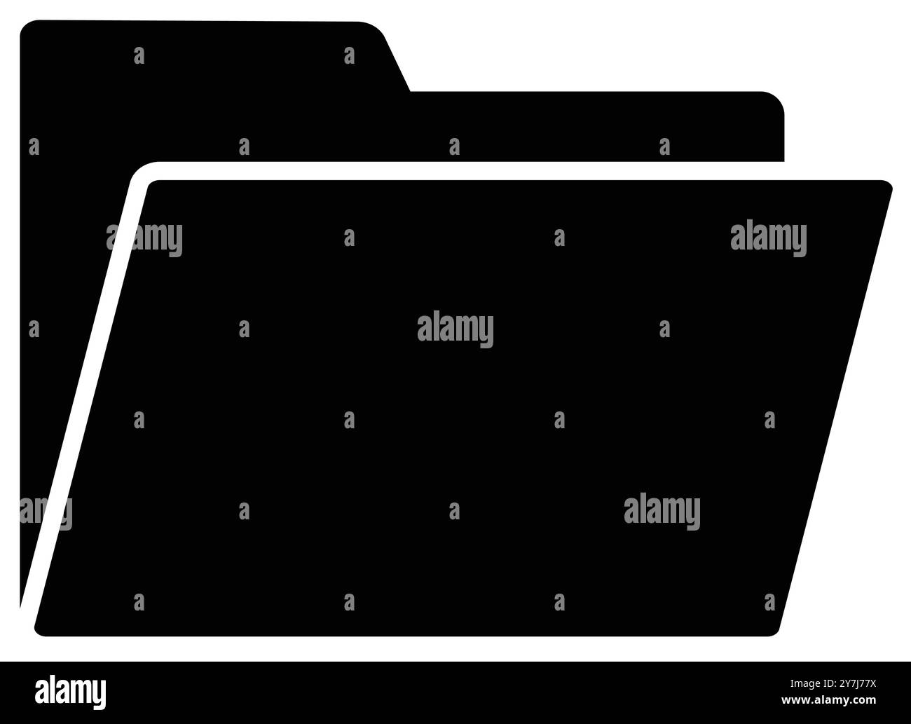 Symbolvektor für schwarzen Ordner, Dateisammlung, Dokumentordner, Symbol für Dokumentensammlung, schwarzes Dateizeichen Stock Vektor