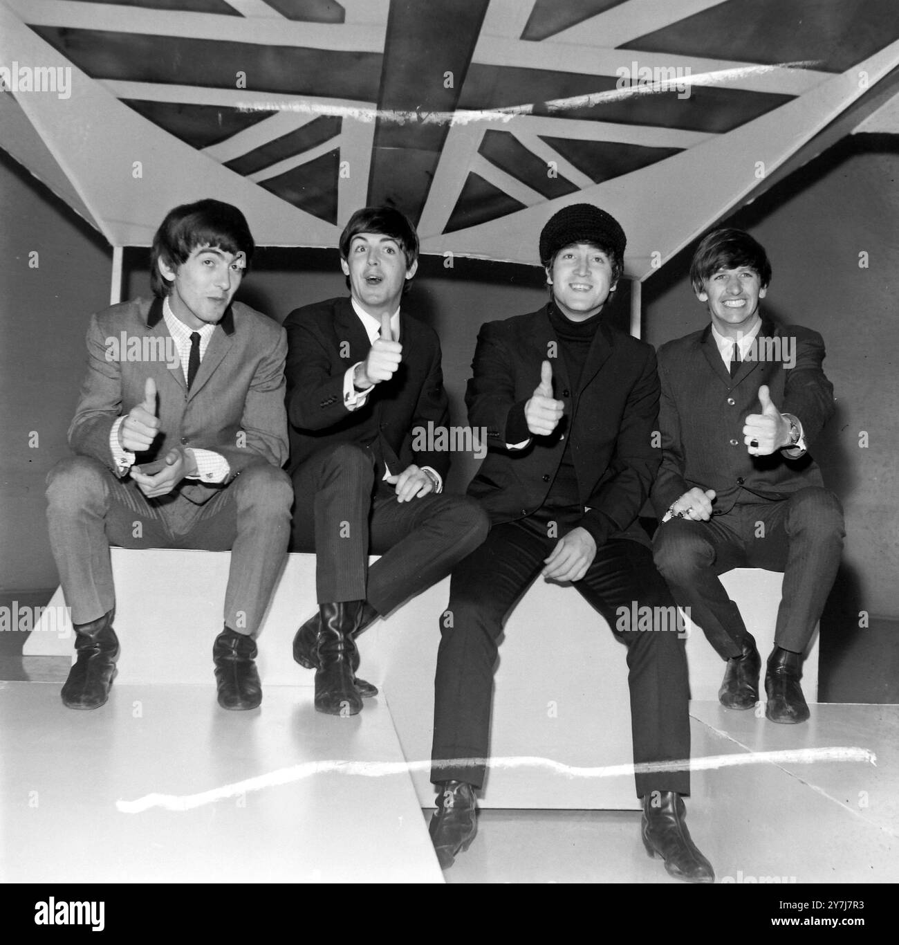 THE BEATLES POPBAND IN LONDON TEDDINGTON STUDIOS / ; 23. FEBRUAR 1964 Stockfoto