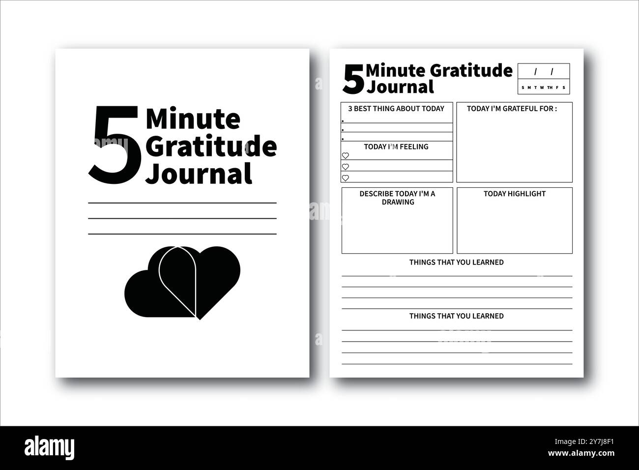 5 Minuten Dankbarkeit Journal KDP Interior Stock Vektor