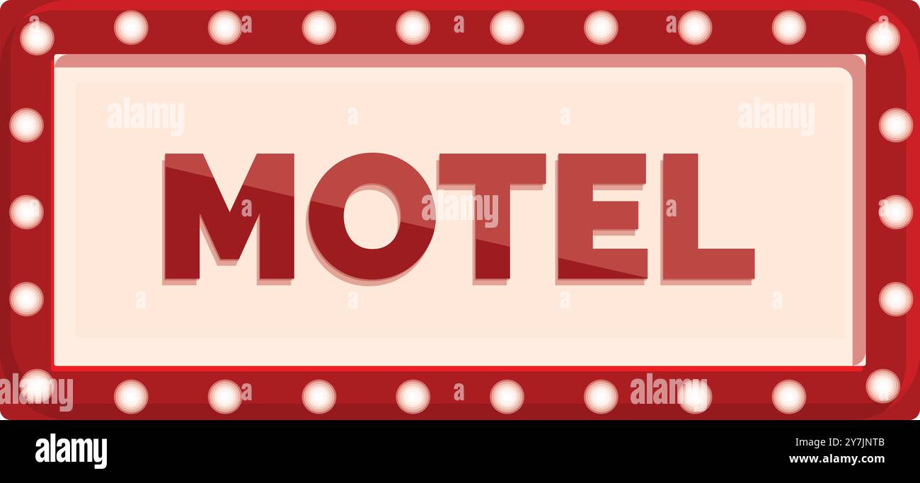 Das rote Motelschild mit Glühbirnenrahmen ist eine Werbeunterkunft Stock Vektor