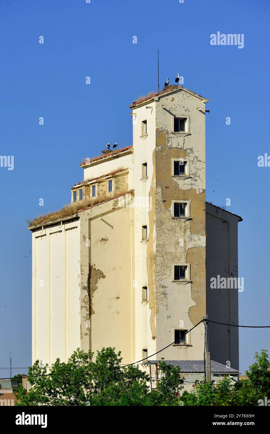 Großes Silo in Turégano, Provinz Segovia. Stockfoto