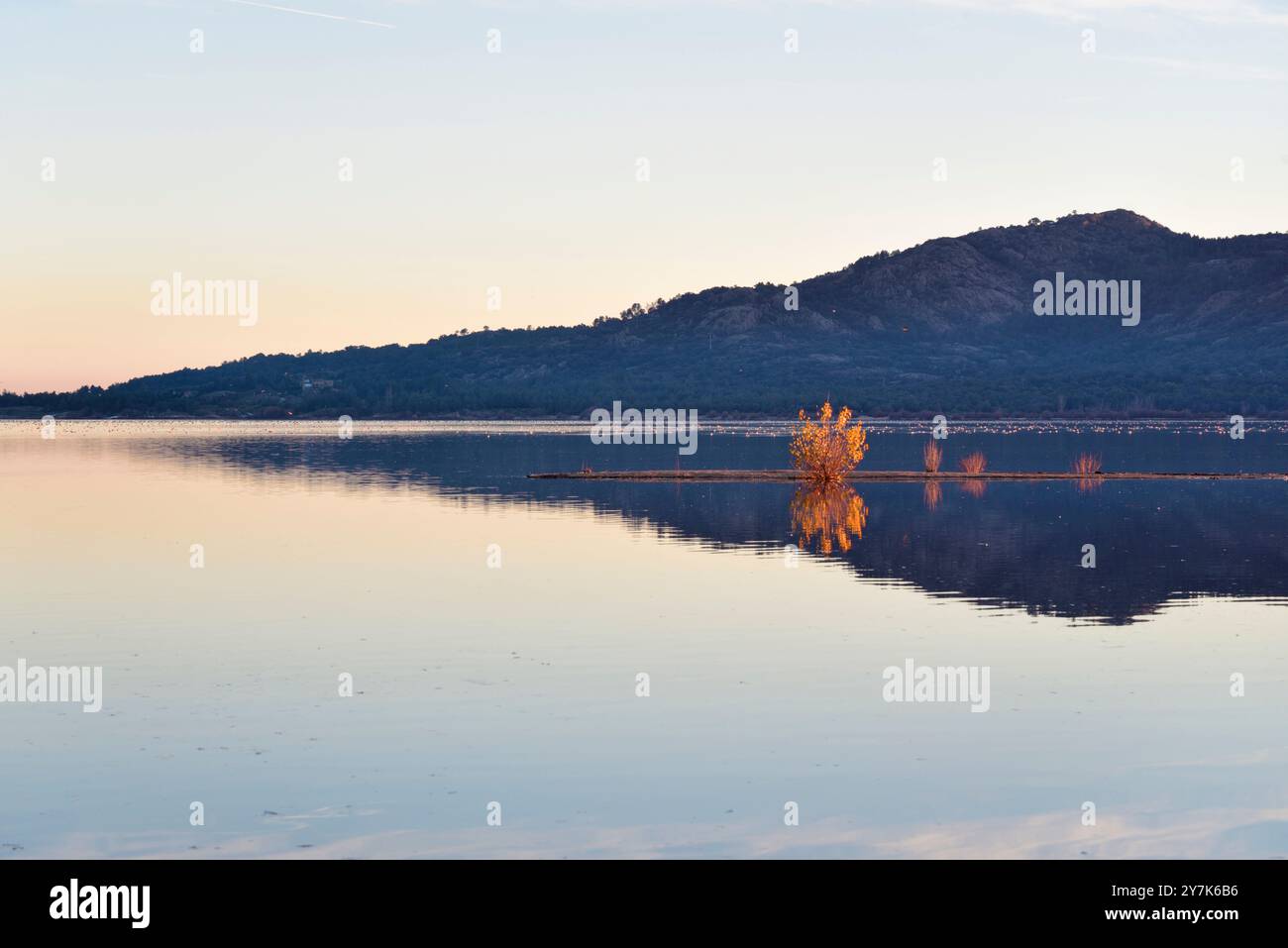 Der Santillana-Stausee in Manzanares el Real, Madrid. Stockfoto