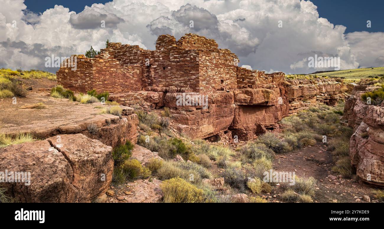 800 Jahre alte Box Canyon Ruinen, Wupatki National Monument, Arizona Stockfoto