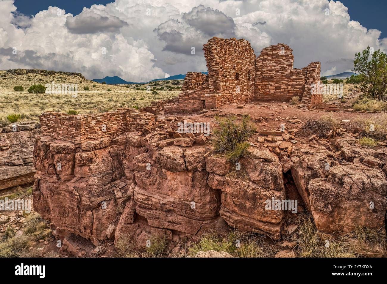 Box Canyon Ruinen - das Wupatki National Monument ist ein nationales Denkmal befindet sich in Nord-Zentral-Arizona, in der Nähe von Flagstaff. Stockfoto