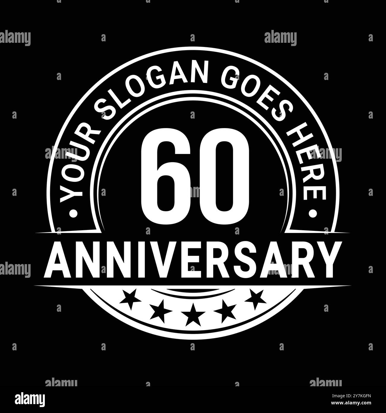 Design-Vorlage zum 60-jährigen Jubiläum. Zum 60. Geburtstag des Logos. Vektor und Illustration. Stock Vektor