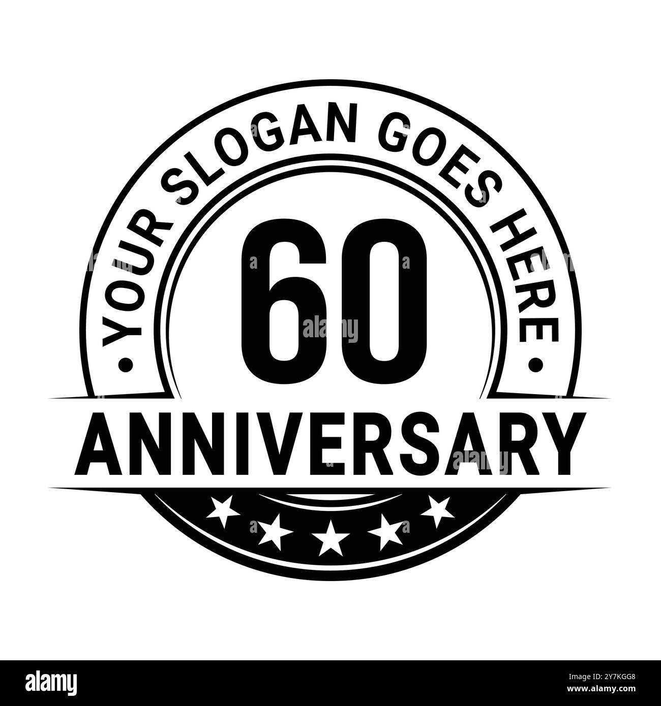 Design-Vorlage zum 60-jährigen Jubiläum. Zum 60. Geburtstag des Logos. Vektor und Illustration. Stock Vektor