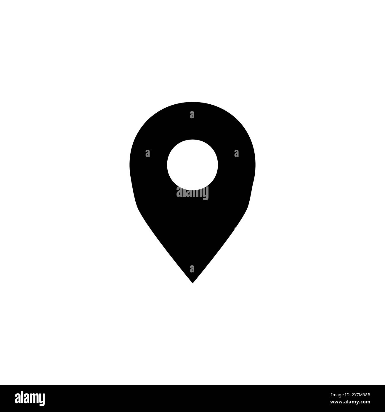 Kartenposition Pin-Symbolvektor. Adressrichtung Navigationsmarkierungspunkt, schwarzes Zeichen, isoliert auf weiß Stock Vektor