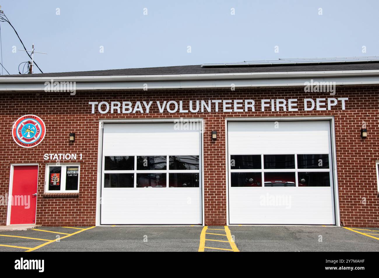 Freiwillige Feuerwehrstation 1 an der Torbay Road in Torbay, Neufundland & Labrador, Kanada Stockfoto