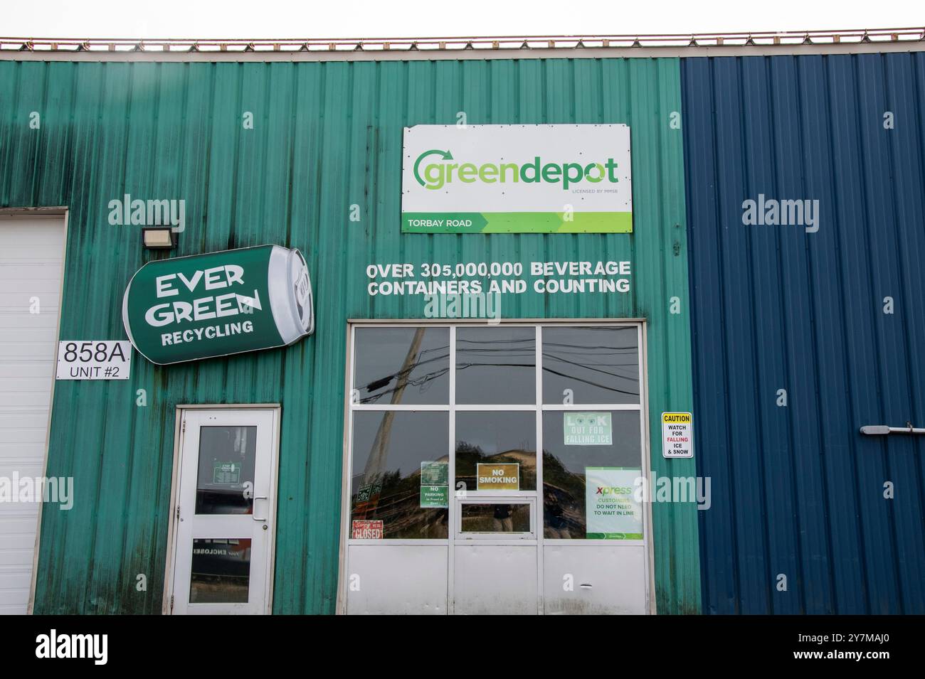 Green Depot an der Torbay Road in Torbay, Neufundland & Labrador, Kanada Stockfoto