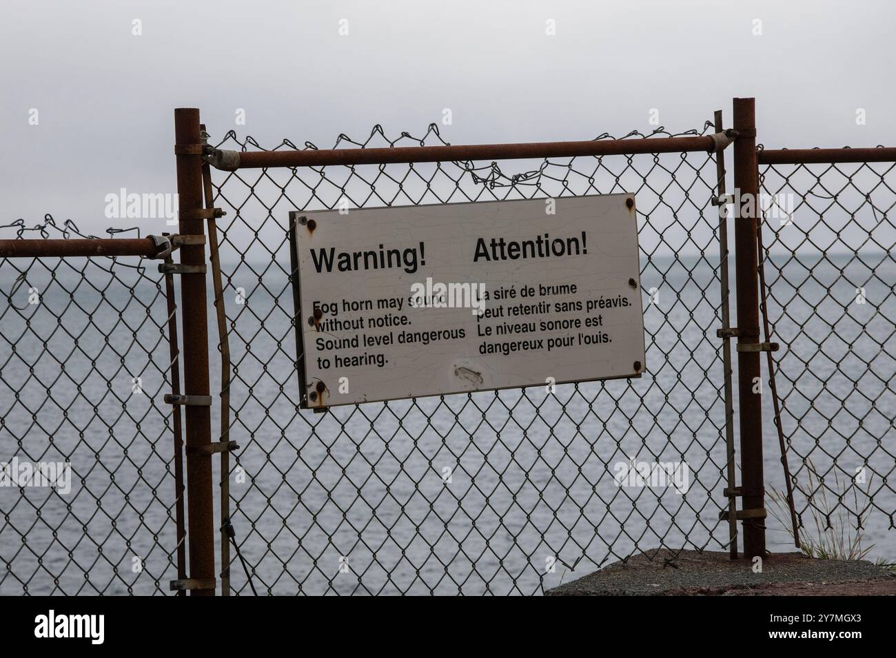 In Fort Amherst in St. John's, Neufundland & Labrador, Kanada, kann ein Warnsignal des Nebelhorns ertönen Stockfoto