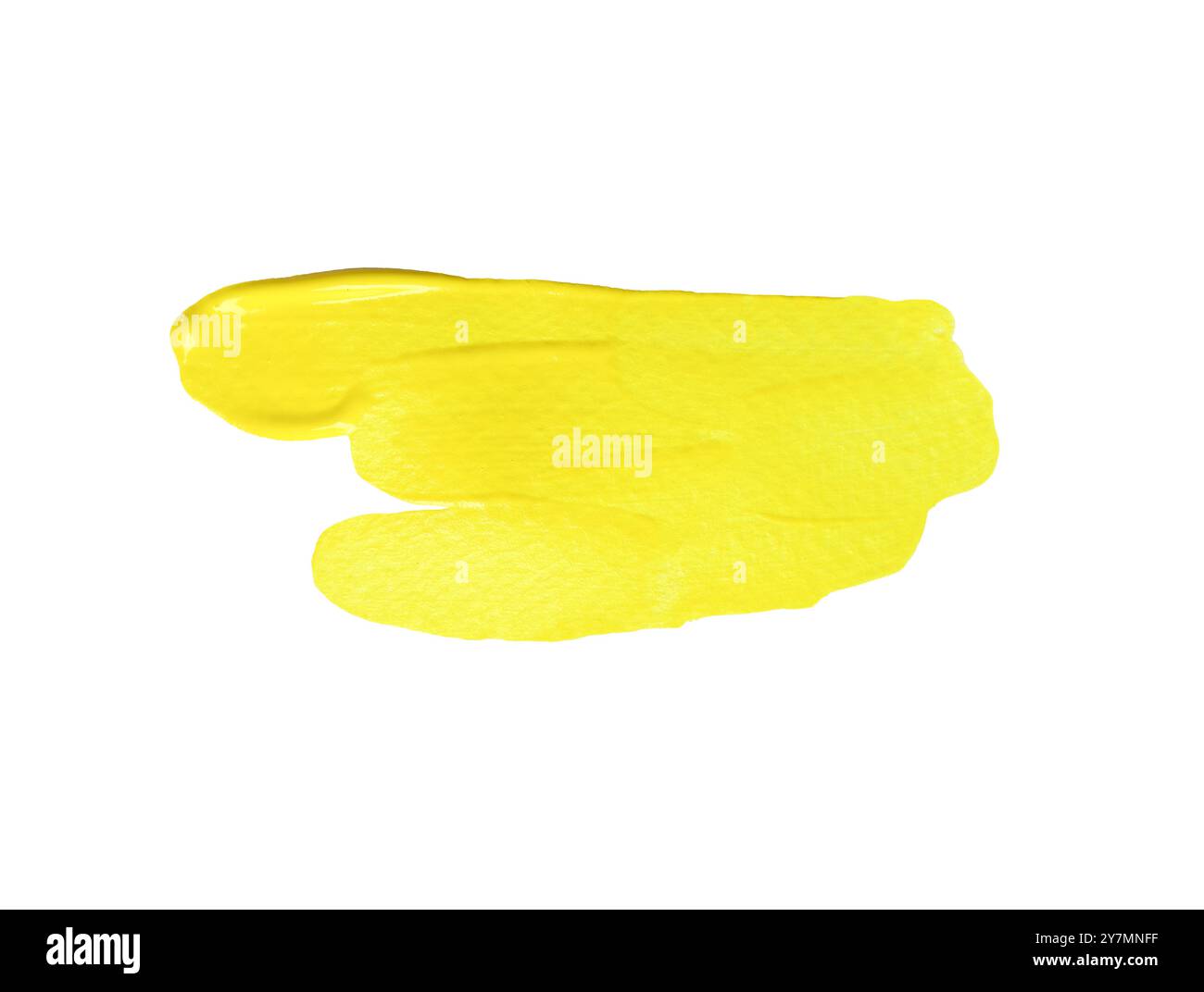 Gelber Pinsel isoliert auf weißem Hintergrund und mit Beschneidungspfaden. Aquarellpinsel mit Handzeichnung. Stockfoto