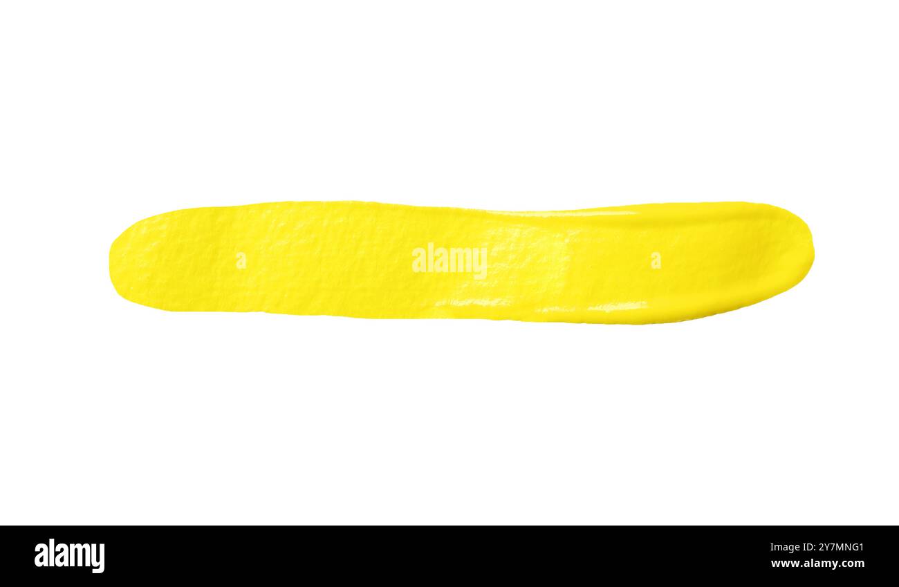 Gelber Pinsel isoliert auf weißem Hintergrund und mit Beschneidungspfaden. Aquarellpinsel mit Handzeichnung. Stockfoto