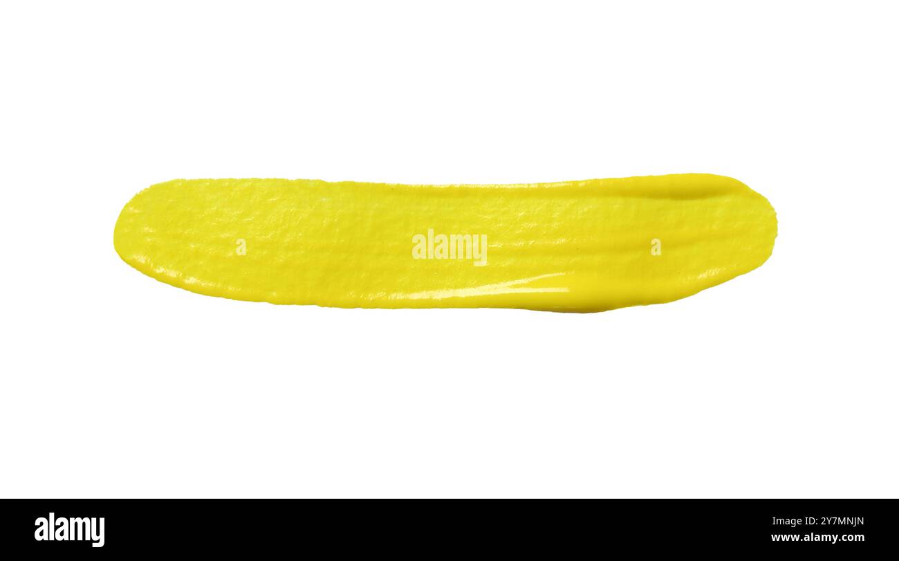 Gelber Pinsel isoliert auf weißem Hintergrund und mit Beschneidungspfaden. Stockfoto