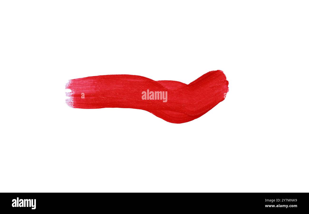Roter Pinsel isoliert auf weißem Hintergrund und mit Beschneidungspfaden. Aquarellpinsel mit Handzeichnung. Stockfoto