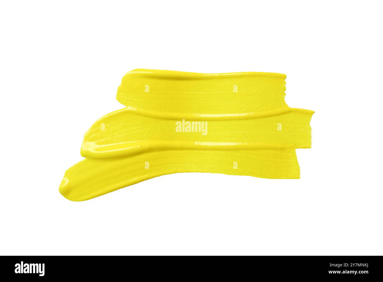 Gelber Pinsel isoliert auf weißem Hintergrund und mit Beschneidungspfaden. Stockfoto