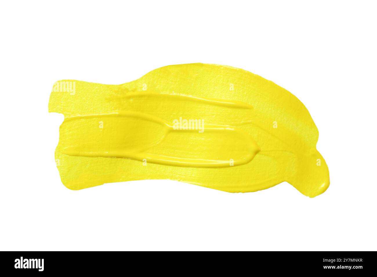 Gelber Pinsel isoliert auf weißem Hintergrund und mit Beschneidungspfaden. Stockfoto