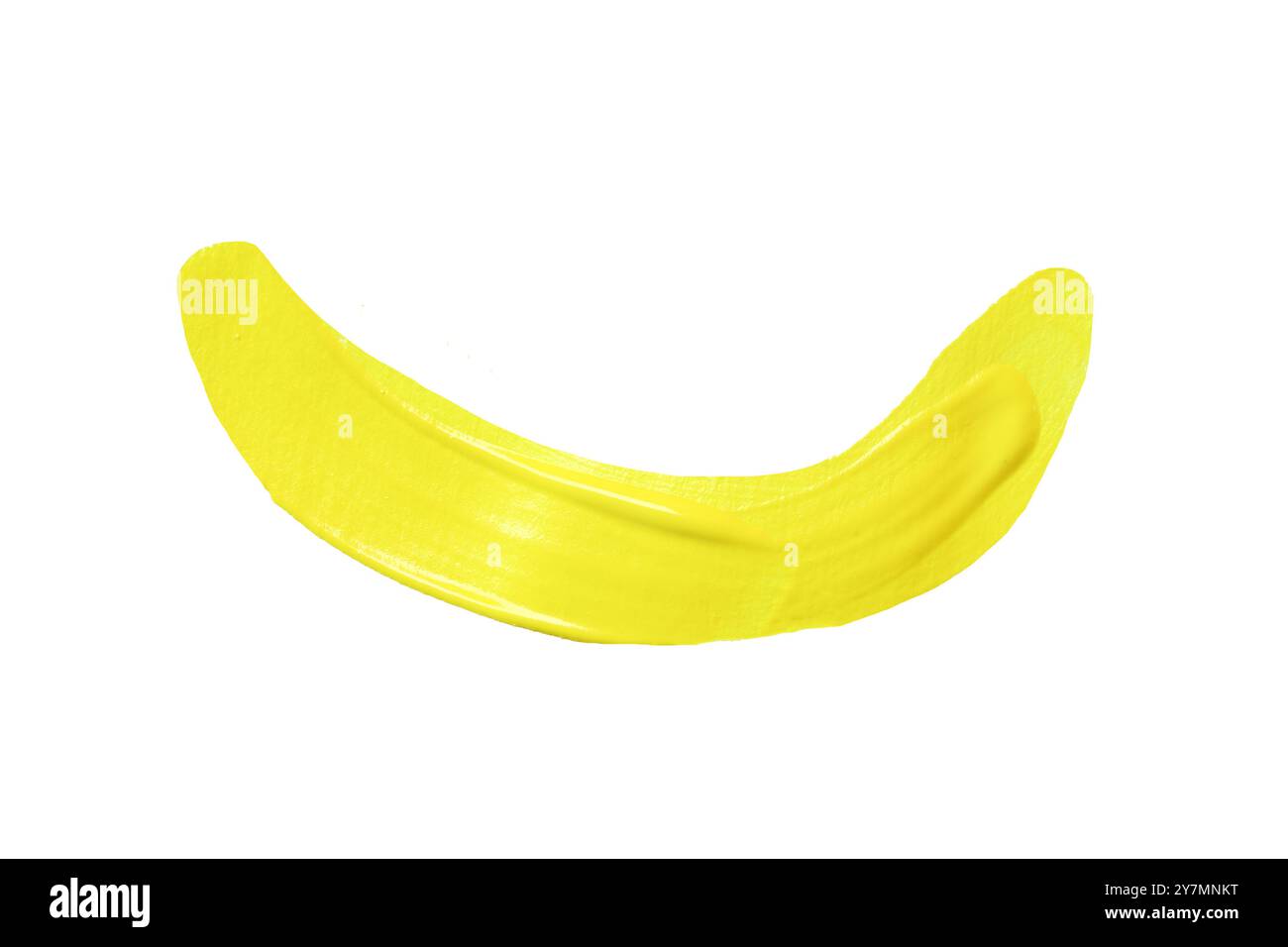 Gelber Pinsel isoliert auf weißem Hintergrund und mit Beschneidungspfaden. Stockfoto