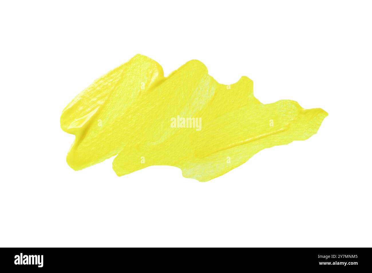 Gelber Pinsel isoliert auf weißem Hintergrund und mit Beschneidungspfaden. Stockfoto