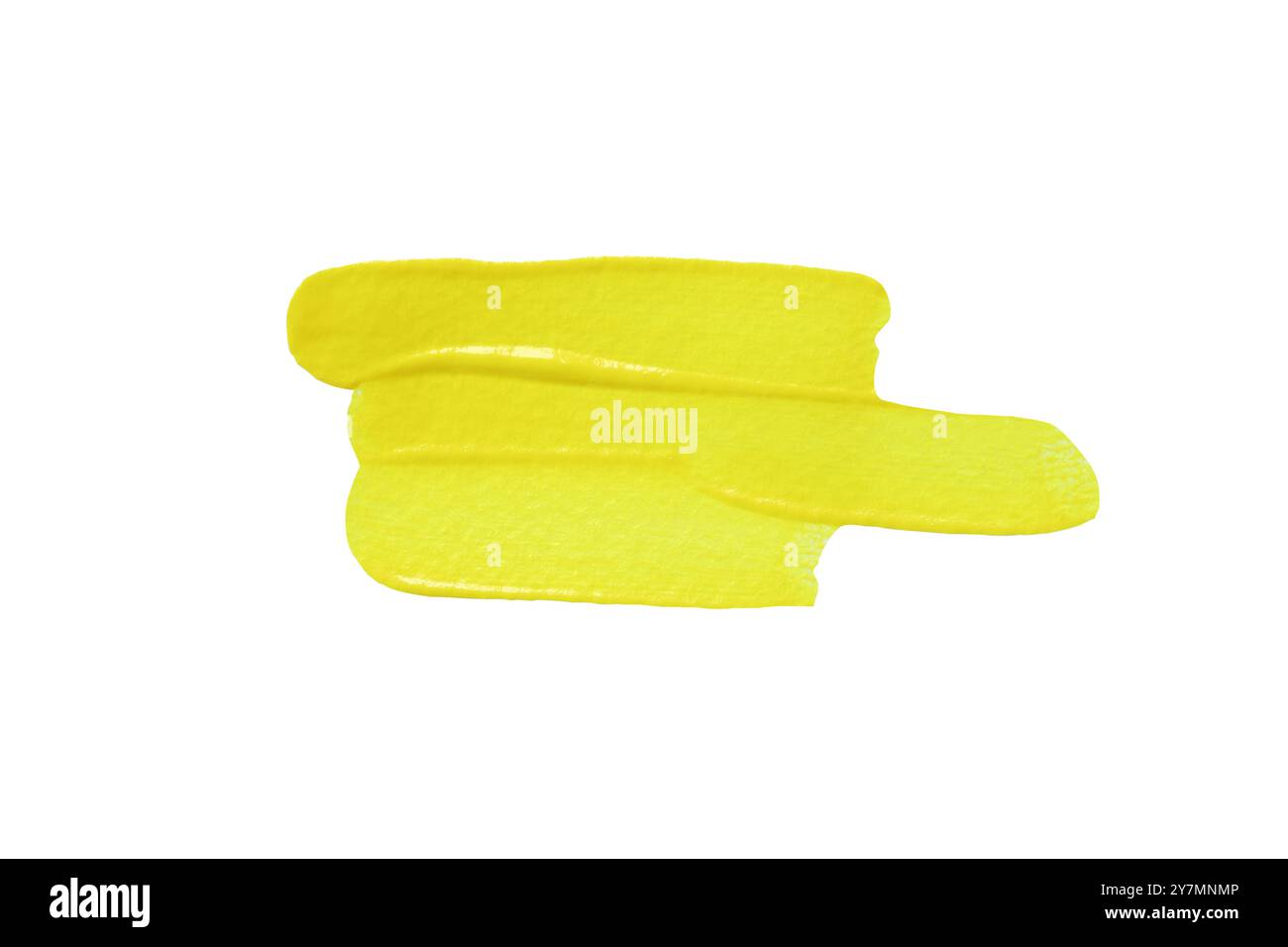 Gelber Pinsel isoliert auf weißem Hintergrund und mit Beschneidungspfaden. Stockfoto