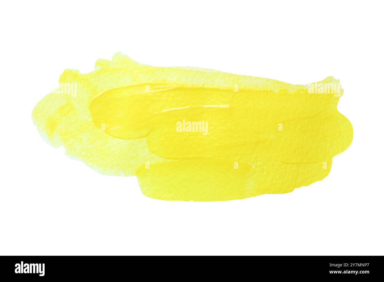 Gelber Pinsel isoliert auf weißem Hintergrund und mit Beschneidungspfaden. Stockfoto