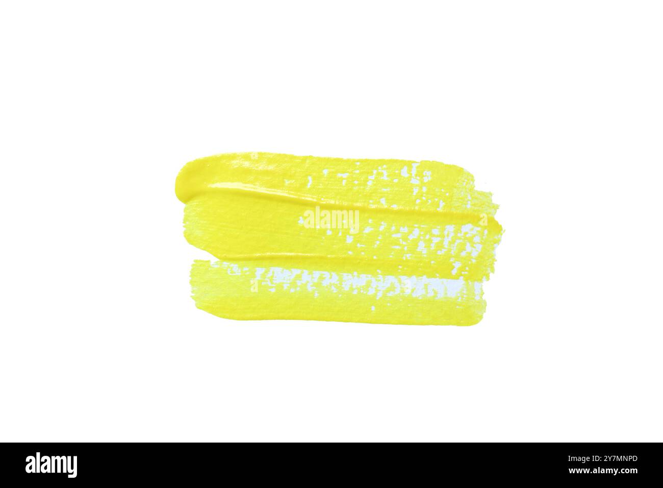 Gelber Pinsel isoliert auf weißem Hintergrund und mit Beschneidungspfaden. Stockfoto