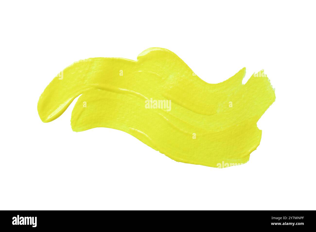 Gelber Pinsel isoliert auf weißem Hintergrund und mit Beschneidungspfaden. Stockfoto