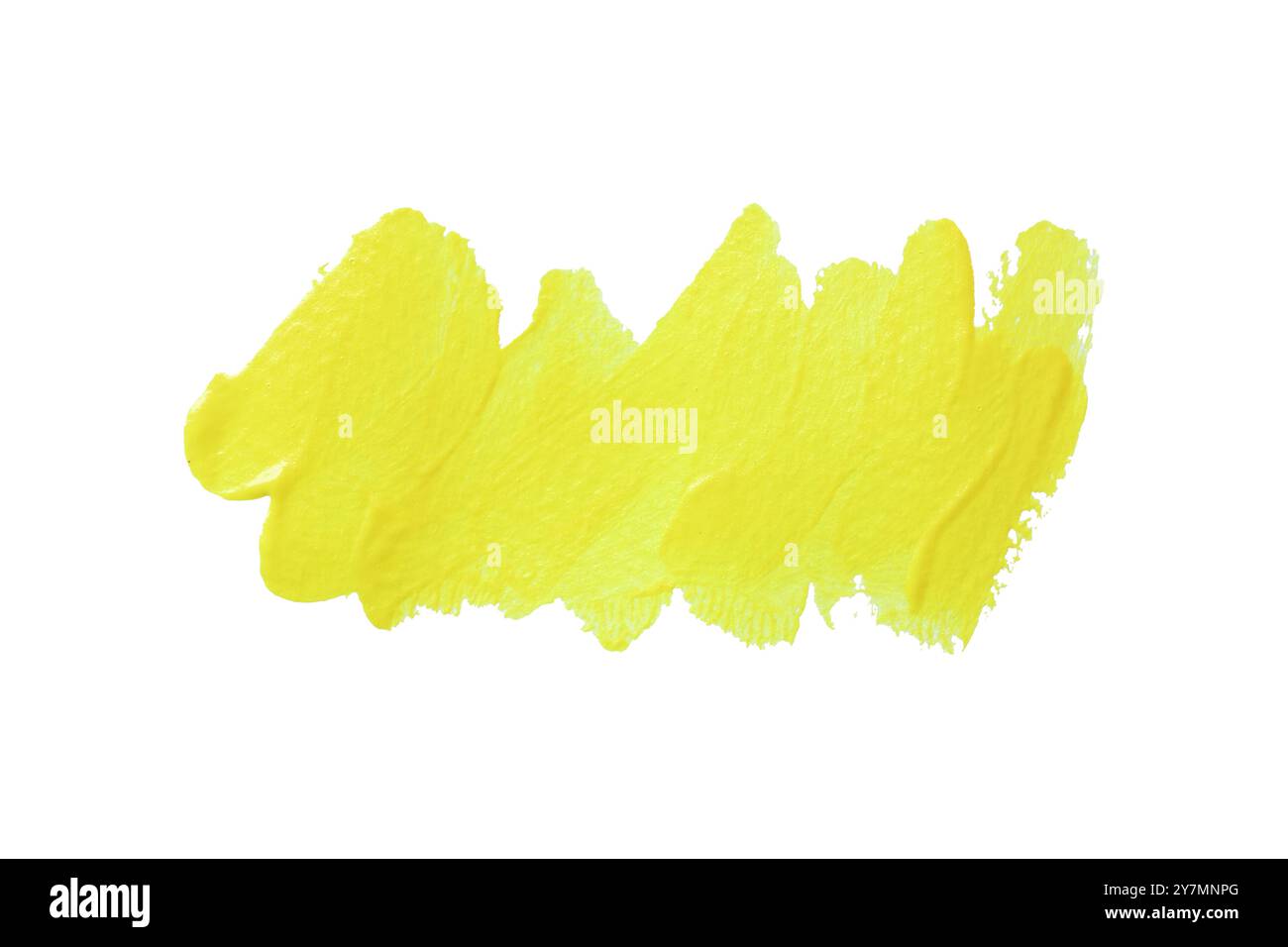 Gelber Pinsel isoliert auf weißem Hintergrund und mit Beschneidungspfaden. Stockfoto