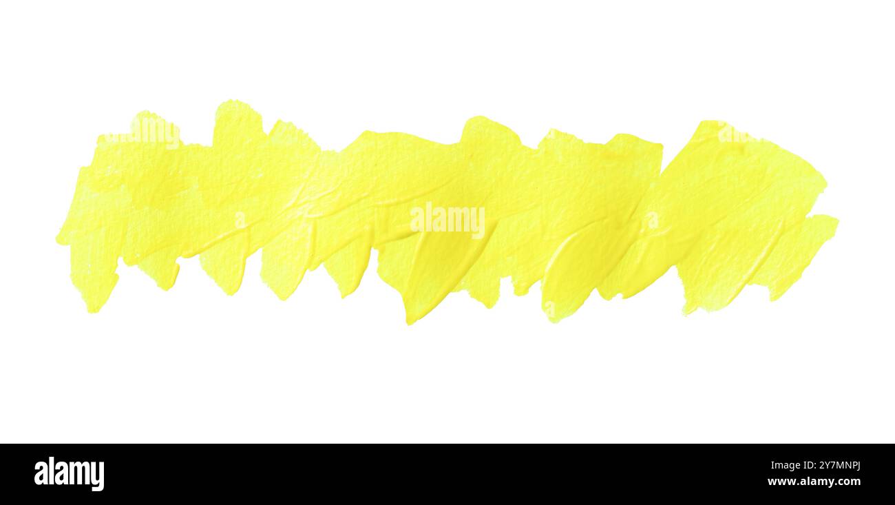 Gelber Pinsel isoliert auf weißem Hintergrund und mit Beschneidungspfaden. Stockfoto