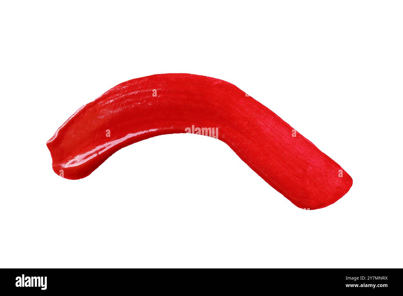 Roter Pinsel isoliert auf weißem Hintergrund und mit Beschneidungspfaden. Stockfoto