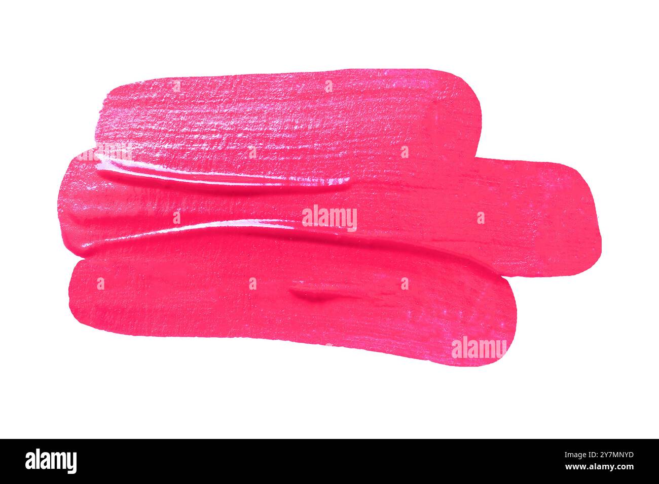 Leuchtend rosa Farbstrich auf einem sauberen isoliert auf weißem Hintergrund und mit Beschneidungspfaden, perfekt für kreative Projekte auf Kunstwerken oder kosmetische Desi Stockfoto