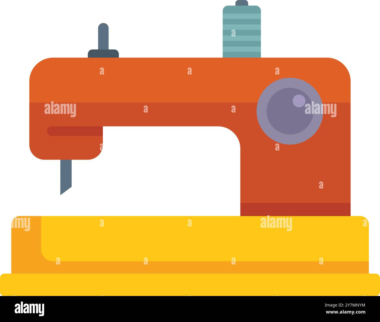 Auf dem Tisch stehende Nähmaschine für die Herstellung von handgemachter Kleidung, Schneiderei-Industrieausrüstung Stock Vektor