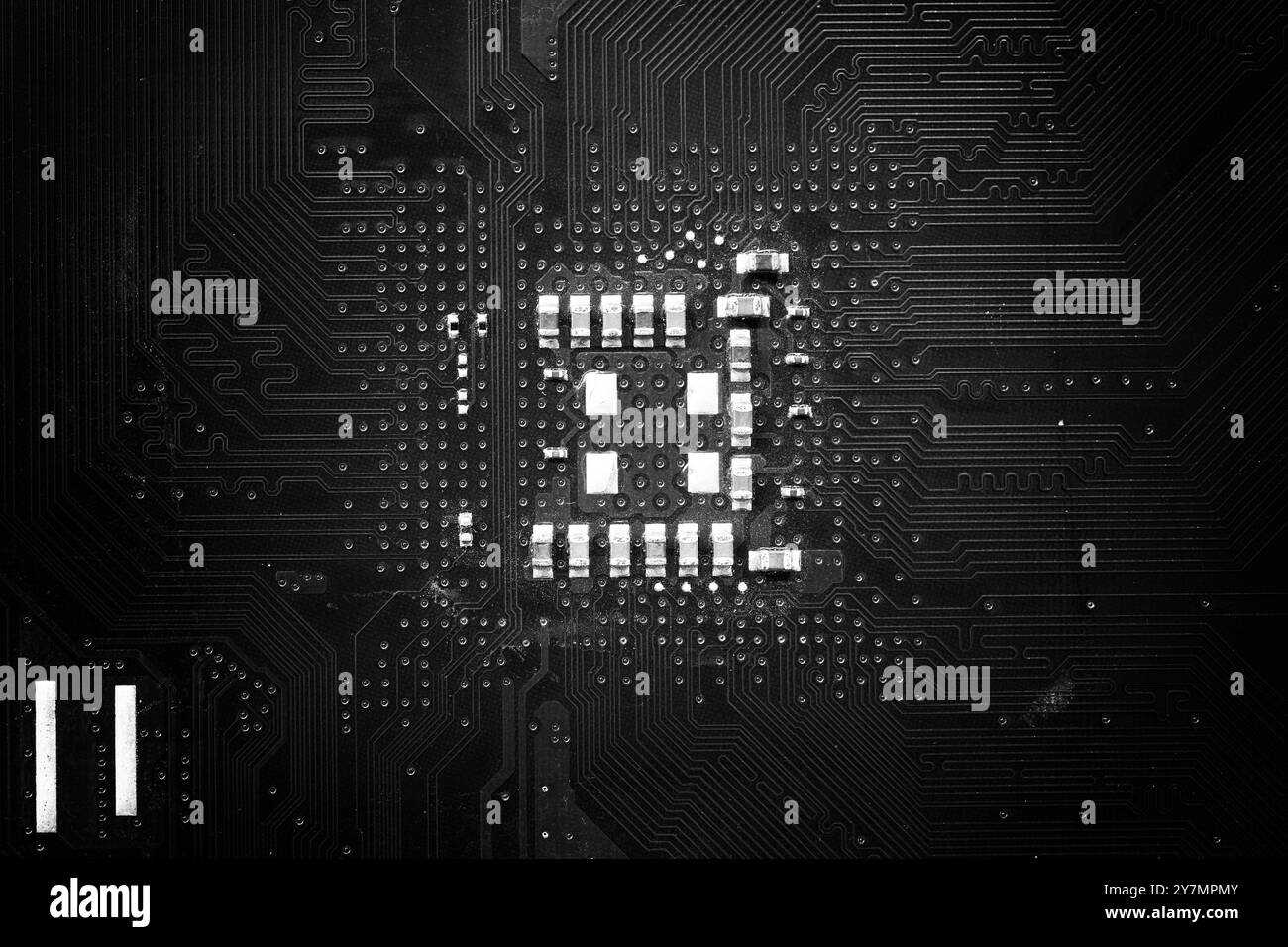 Schwarzes Mainboard Panel für Design in Ihrer Arbeit Technologie Hintergrundkonzept. Stockfoto