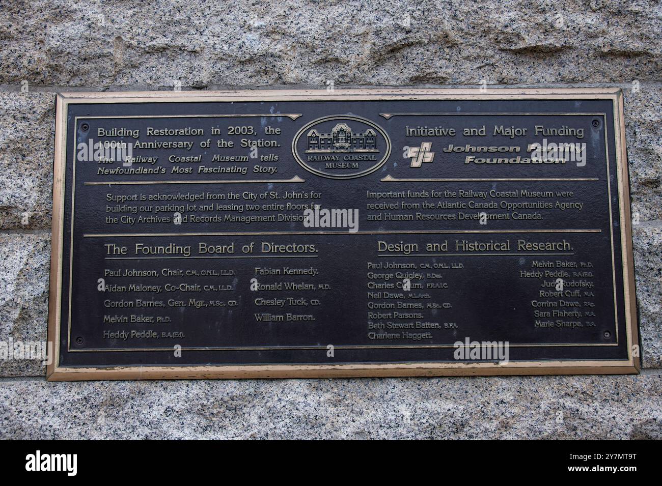 Restaurierung des Centennial-Plaque-Gebäudes im Railway Coastal Museum an der Water Street in St. John's, Neufundland & Labrador, Kanada Stockfoto