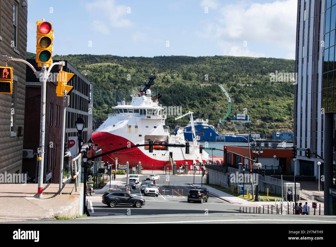 Das Schiff der Avalon Sea hat in St. John's, Neufundland und Labrador, Kanada, angedockt Stockfoto