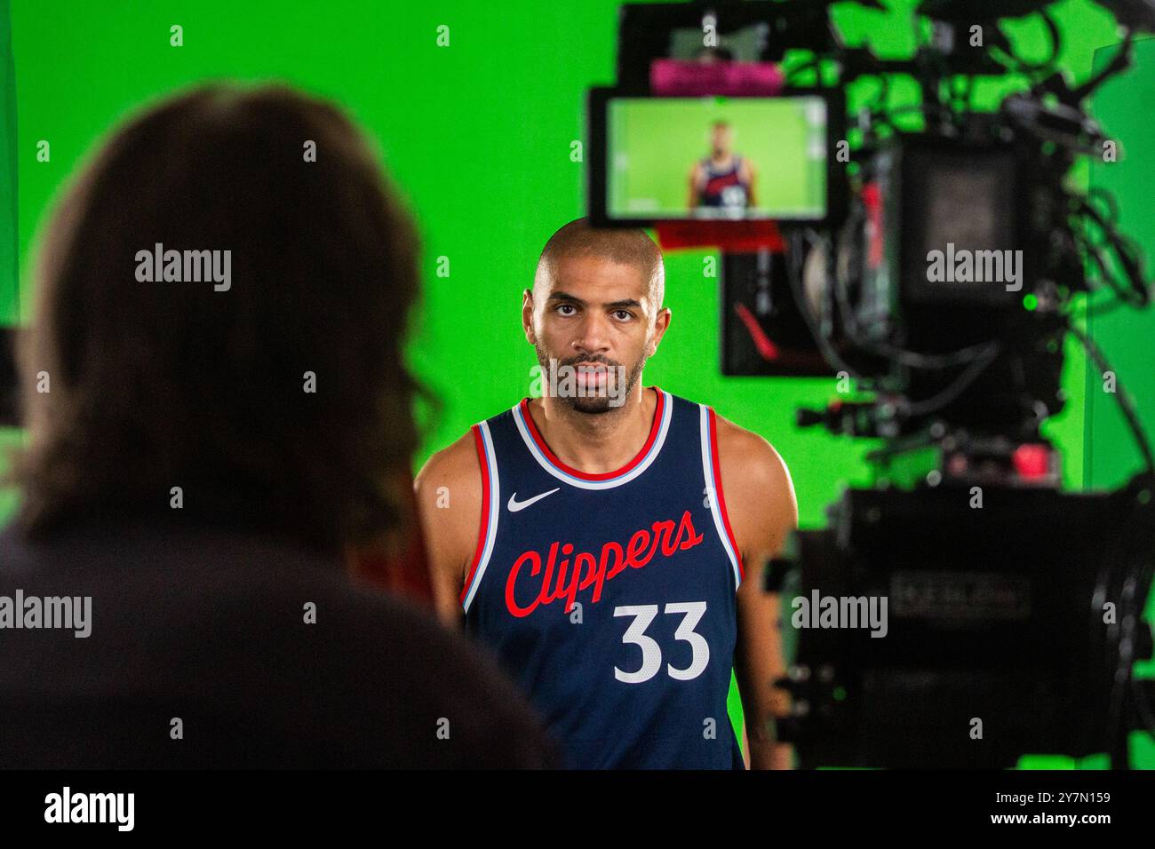 Los Angeles, Usa. 30. September 2024. Nicolas Batum#33 von Los Angeles Clippers nimmt am LA Clippers' Media Day im Intuit Dome Teil. Quelle: SOPA Images Limited/Alamy Live News Stockfoto