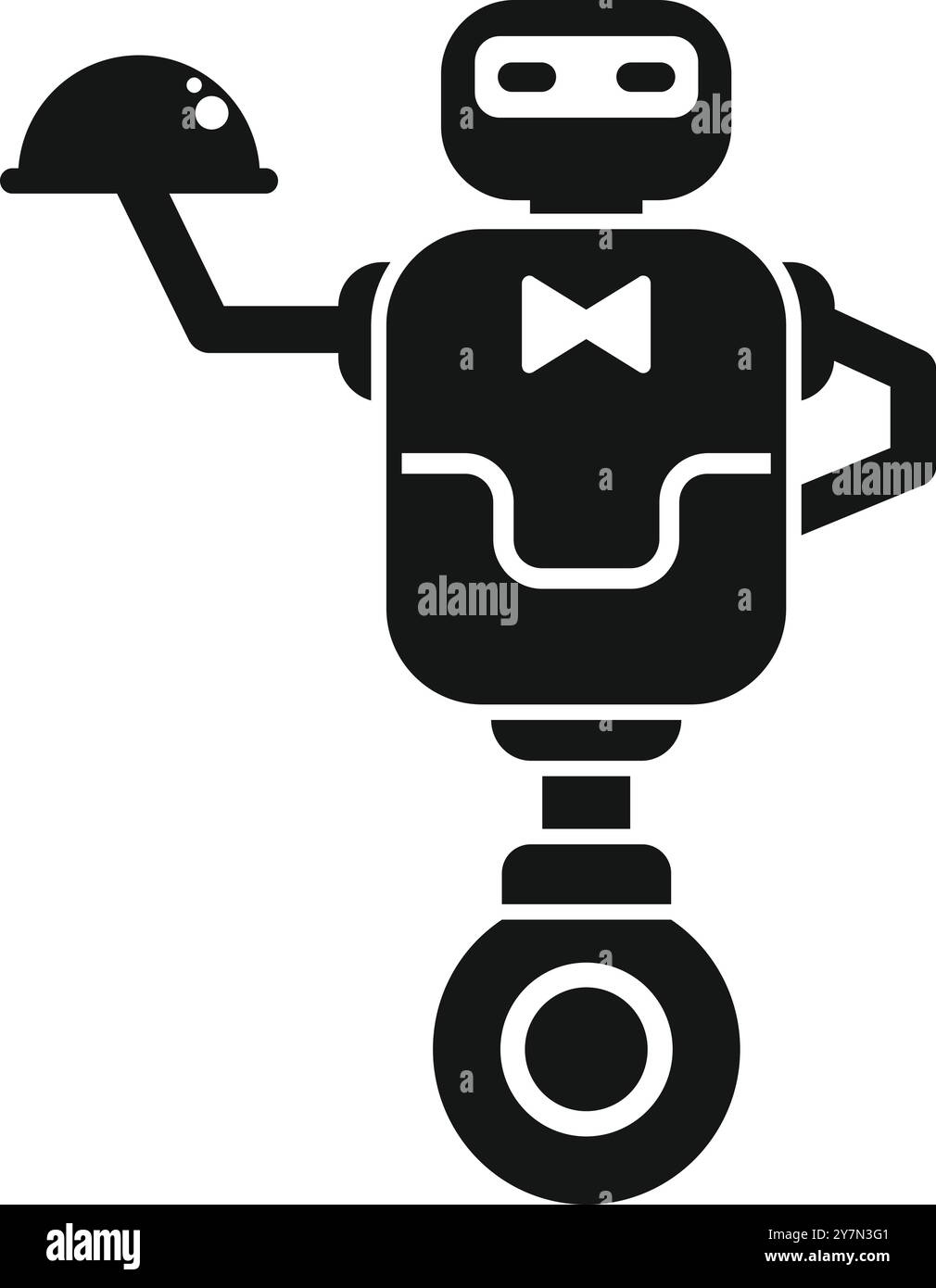 Roboter-Kellner servieren Speisen unter einer Cloche, ein Symbol für Innovation in der Gastronomie Stock Vektor