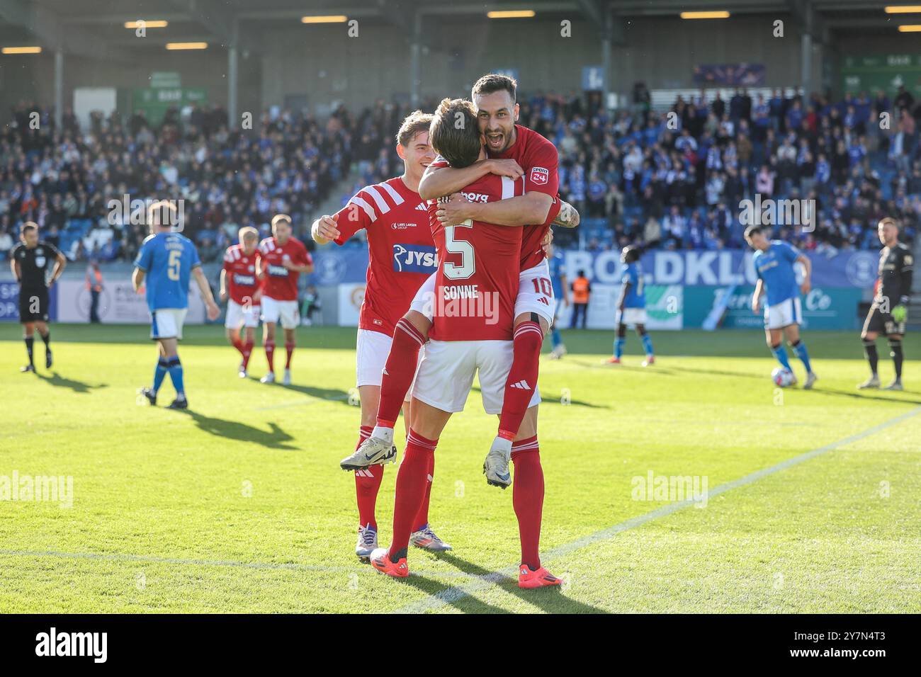 Lyngby, Dänemark. September 2024. Younes Bakiz (10) von Silkeborg IF erzielte 0-1 Punkte während des dänischen 3F Superliga-Spiels zwischen Lyngby BK und Silkeborg IF im Lyngby Stadion in Lyngby. Stockfoto