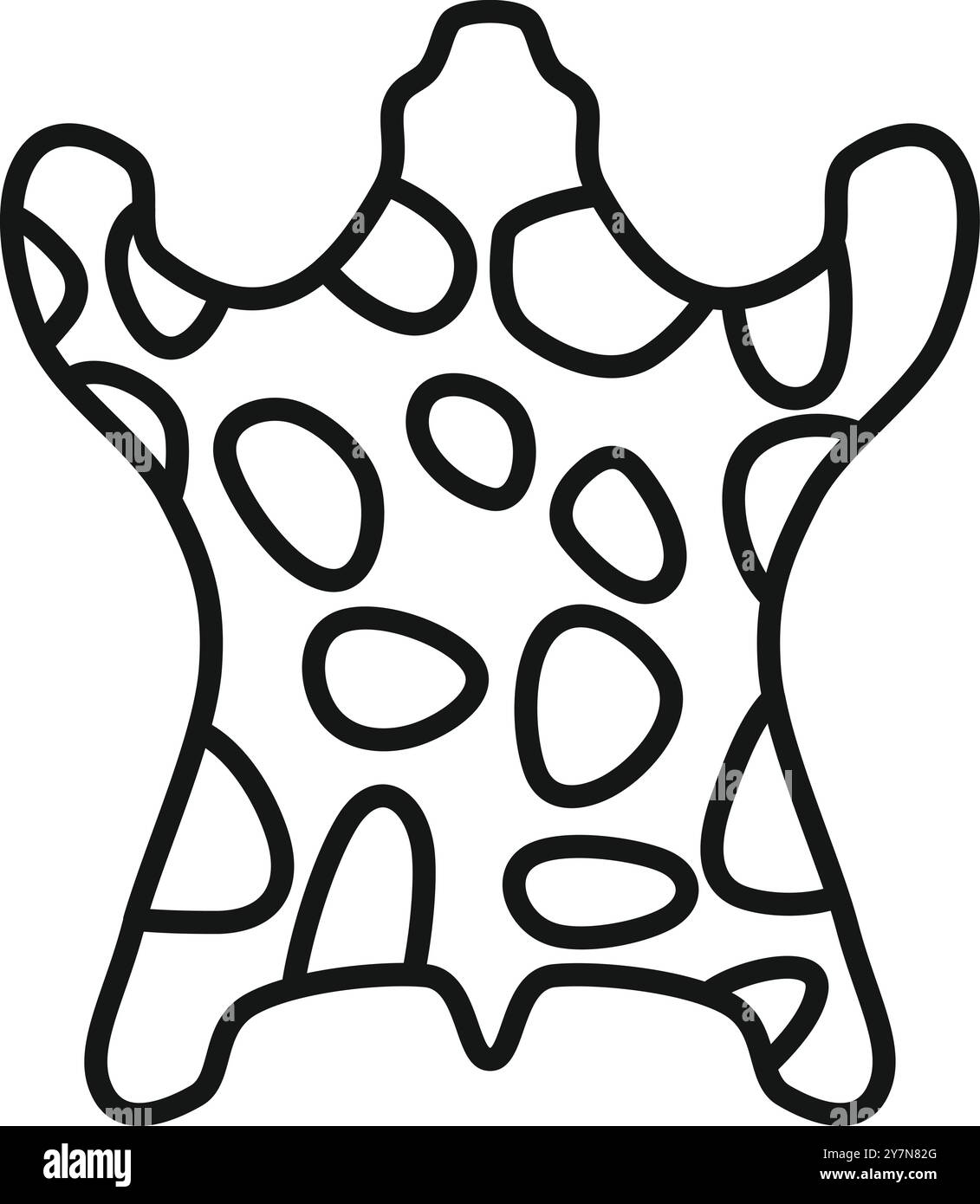 Dieses Symbol für ein Kuhfell stellt die Häute dar, die in der Lederherstellung für verschiedene Branchen verwendet werden Stock Vektor