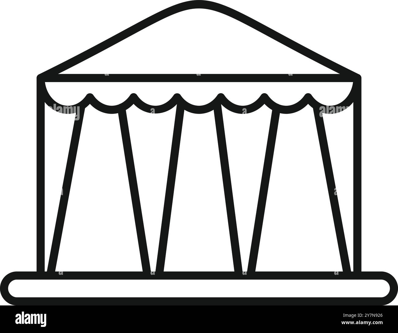 Das Zeltdach repräsentiert eine Veranstaltung oder einen Zirkus im dünnen Stil Stock Vektor