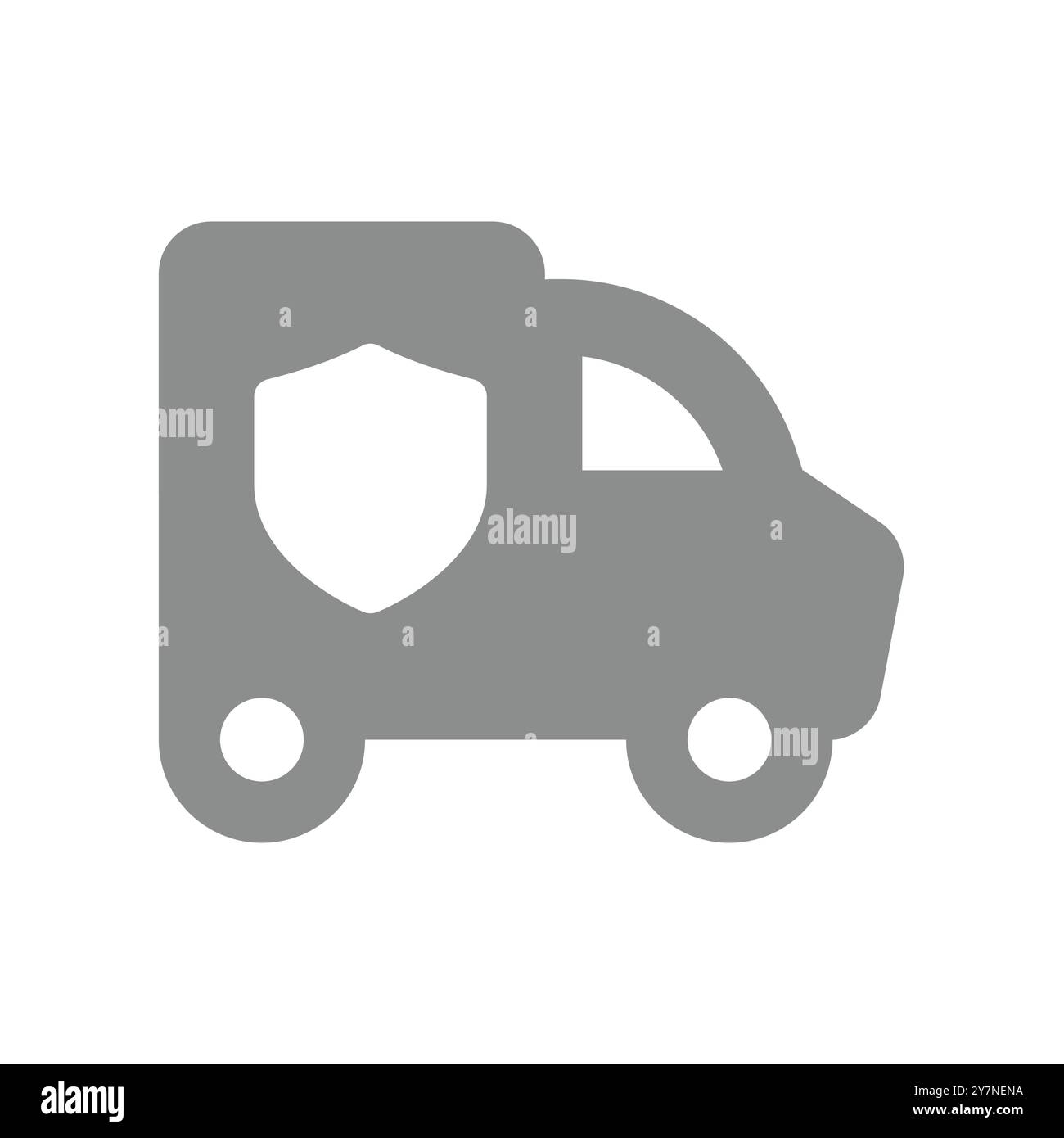 Versicherte, sichere und gesicherte Versandwaren. Symbol für Lieferwagen und Schildvektor. Stock Vektor