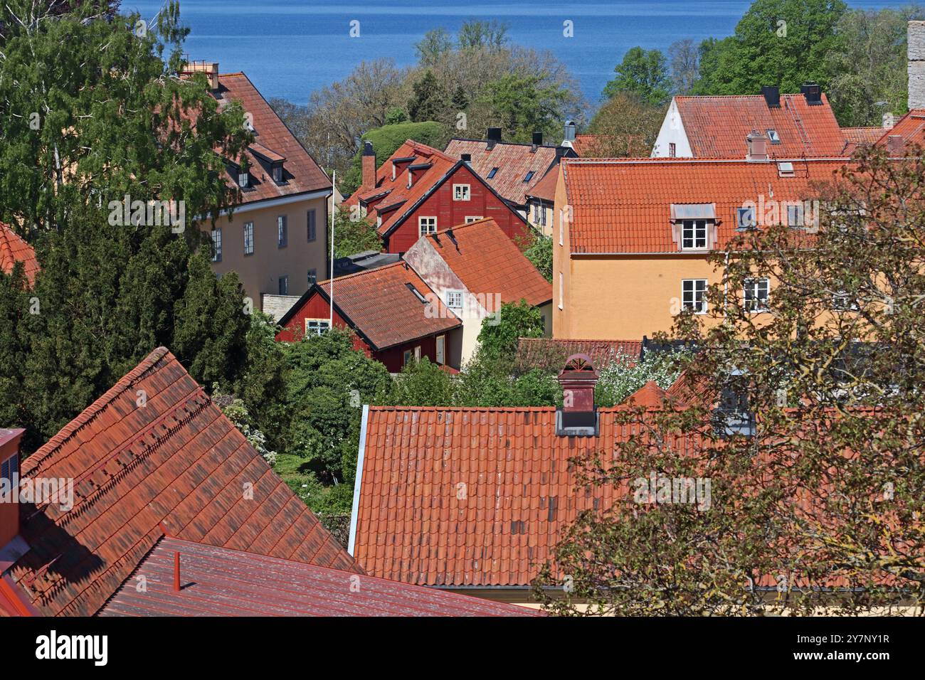 Dächer von Visby, Gotland, Schweden Stockfoto