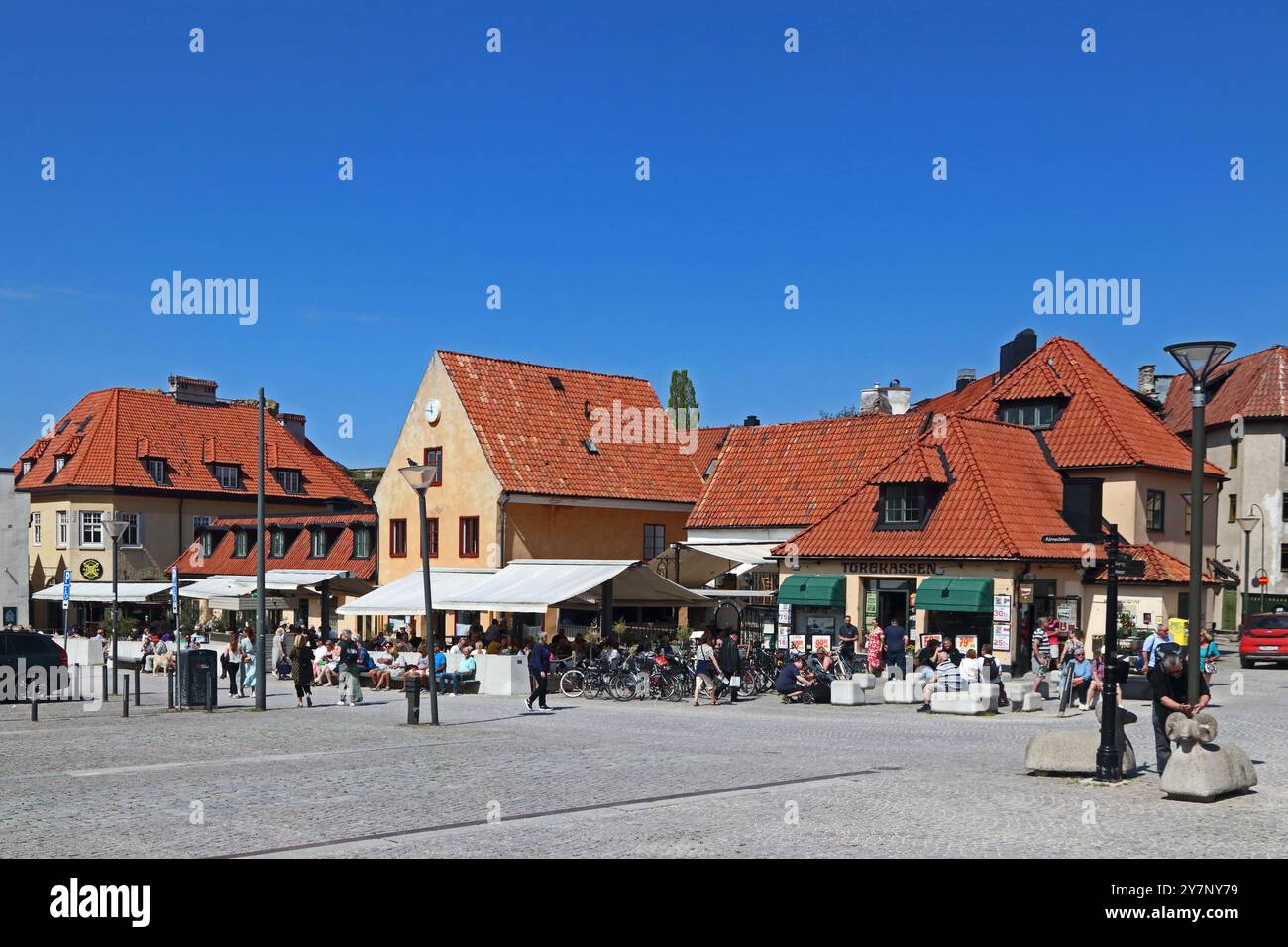 Historisches Stora Torget, Grand Square, Visby, Gotland, Schweden Stockfoto