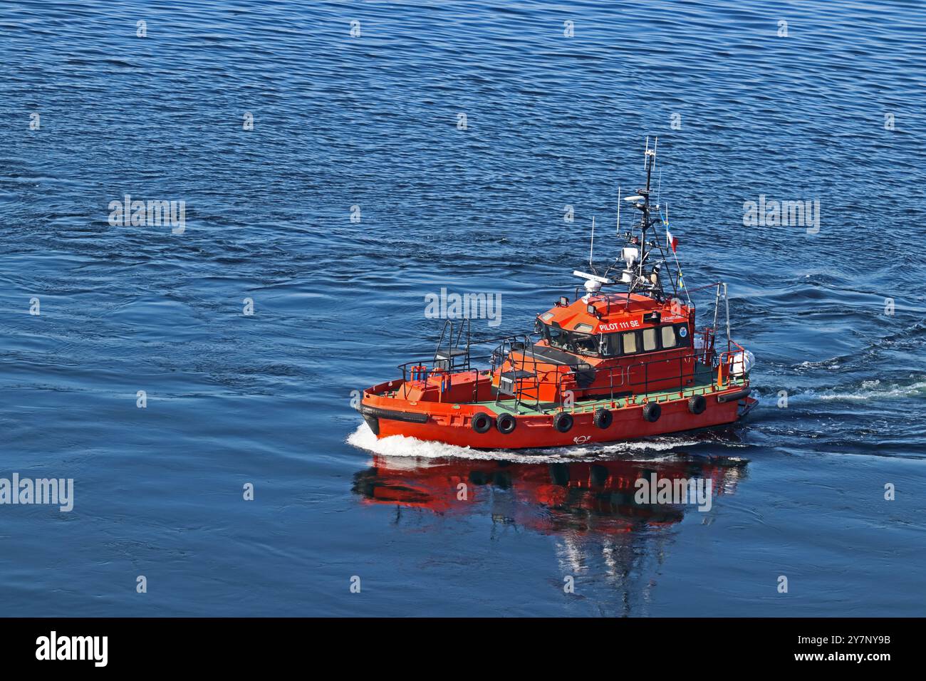 Pilotboot vor Visby, Gotland, Schweden Stockfoto