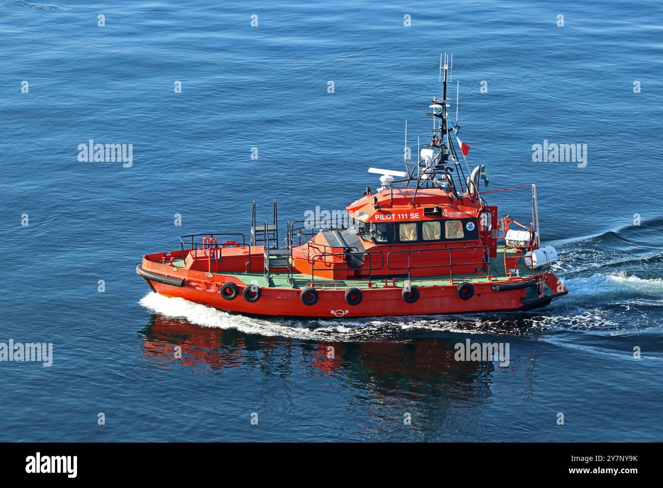 Pilotboot vor Visby, Gotland, Schweden Stockfoto